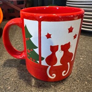 Vintage Cat Waechtersbach Christmas Holiday Mug Germany “Two Cats in Window”